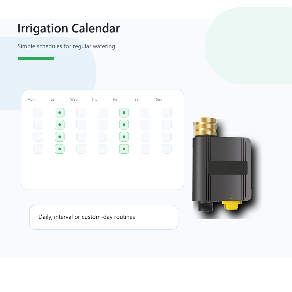 Irrigation calendar overview for Hydro Lite Pro Zigbee water valve