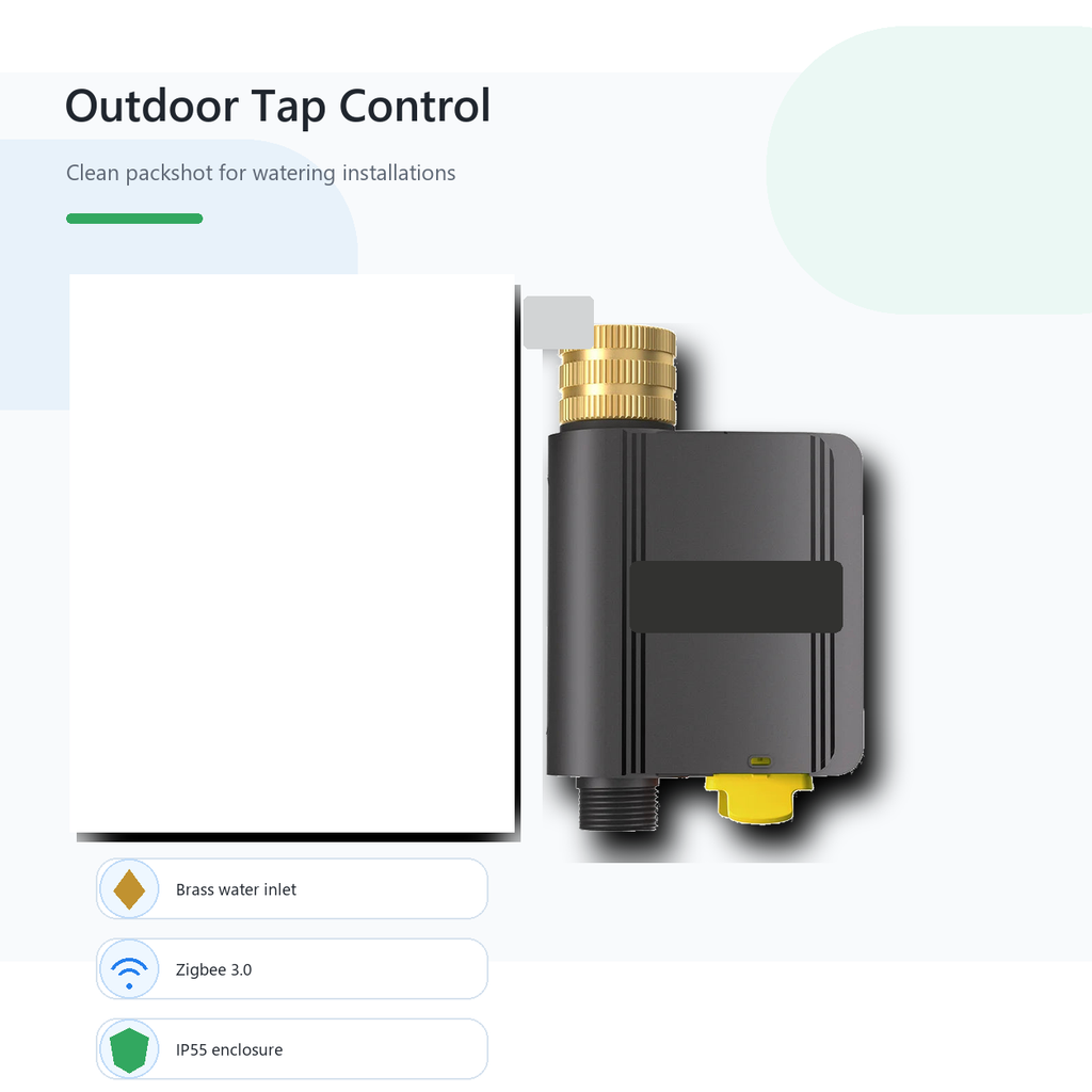 Outdoor tap control packshot of Hydro Lite Pro Zigbee water valve