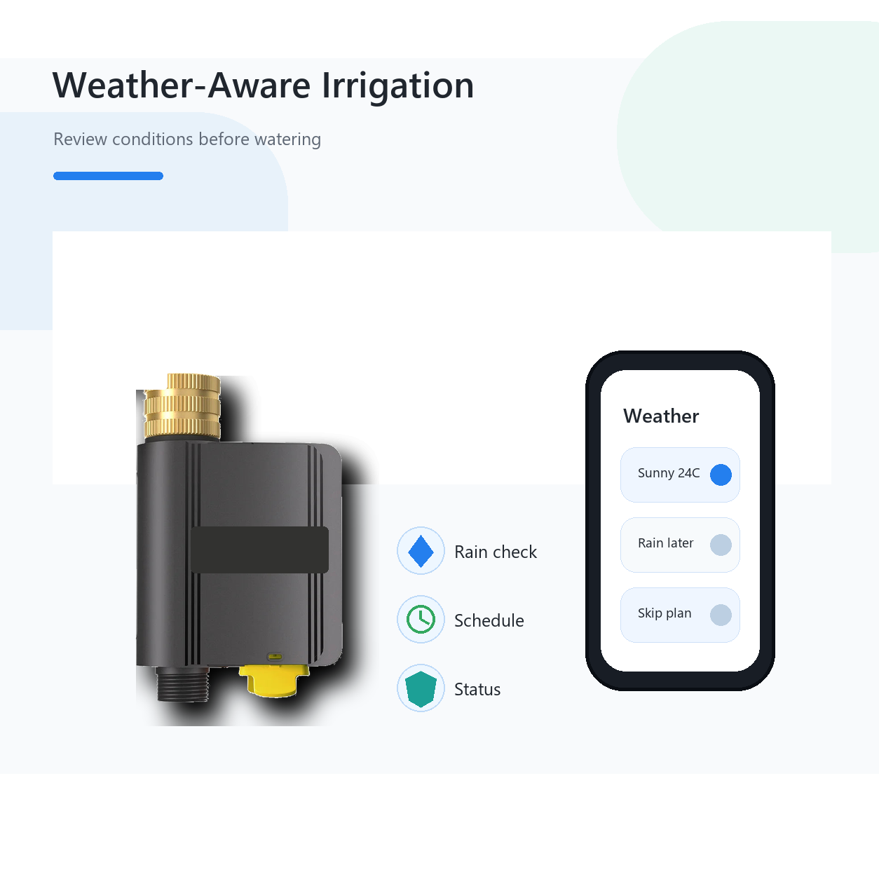 Weather-aware irrigation overview for Hydro Lite Pro water valve