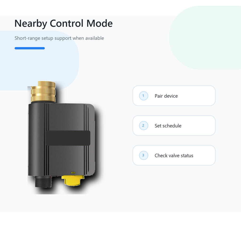 Nearby control mode overview for Hydro Lite Pro water valve