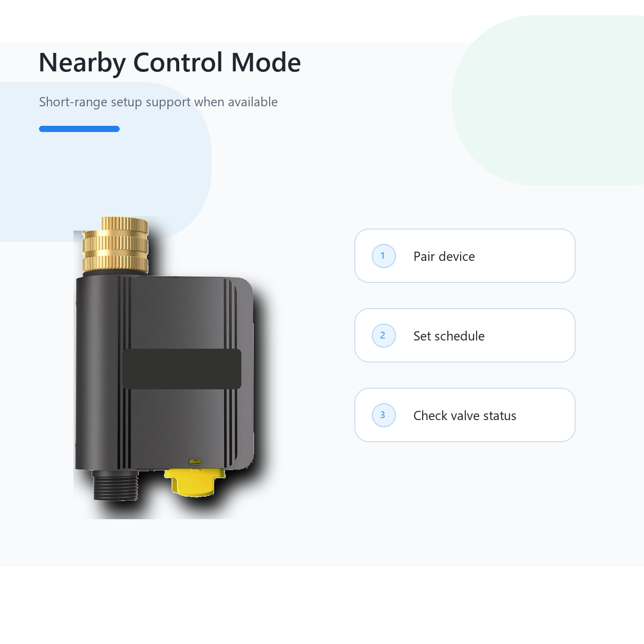 Nearby control mode overview for Hydro Lite Pro water valve
