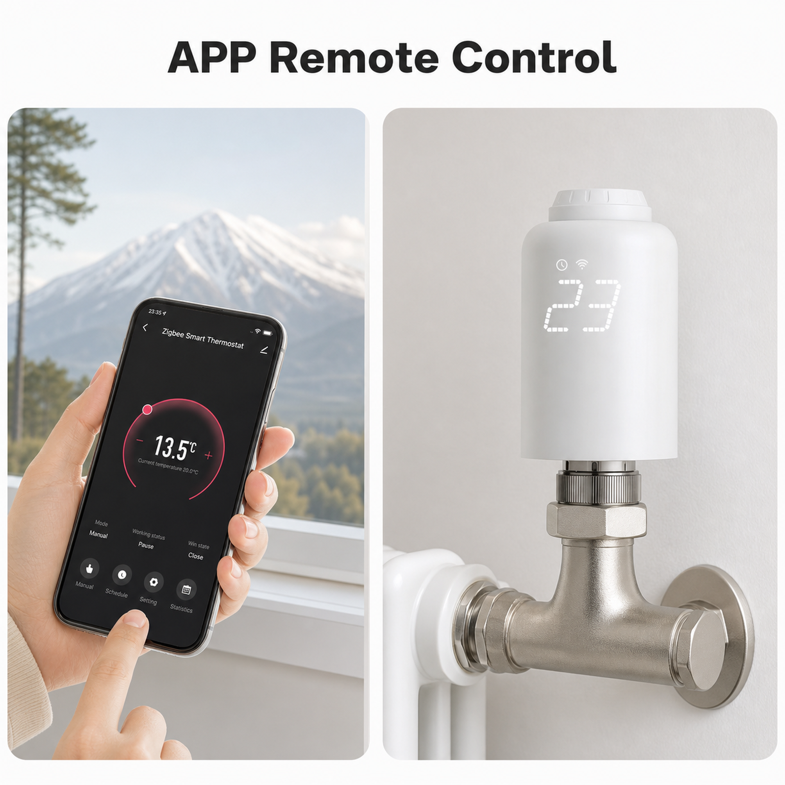 Smart thermostatic radiator valve app remote control