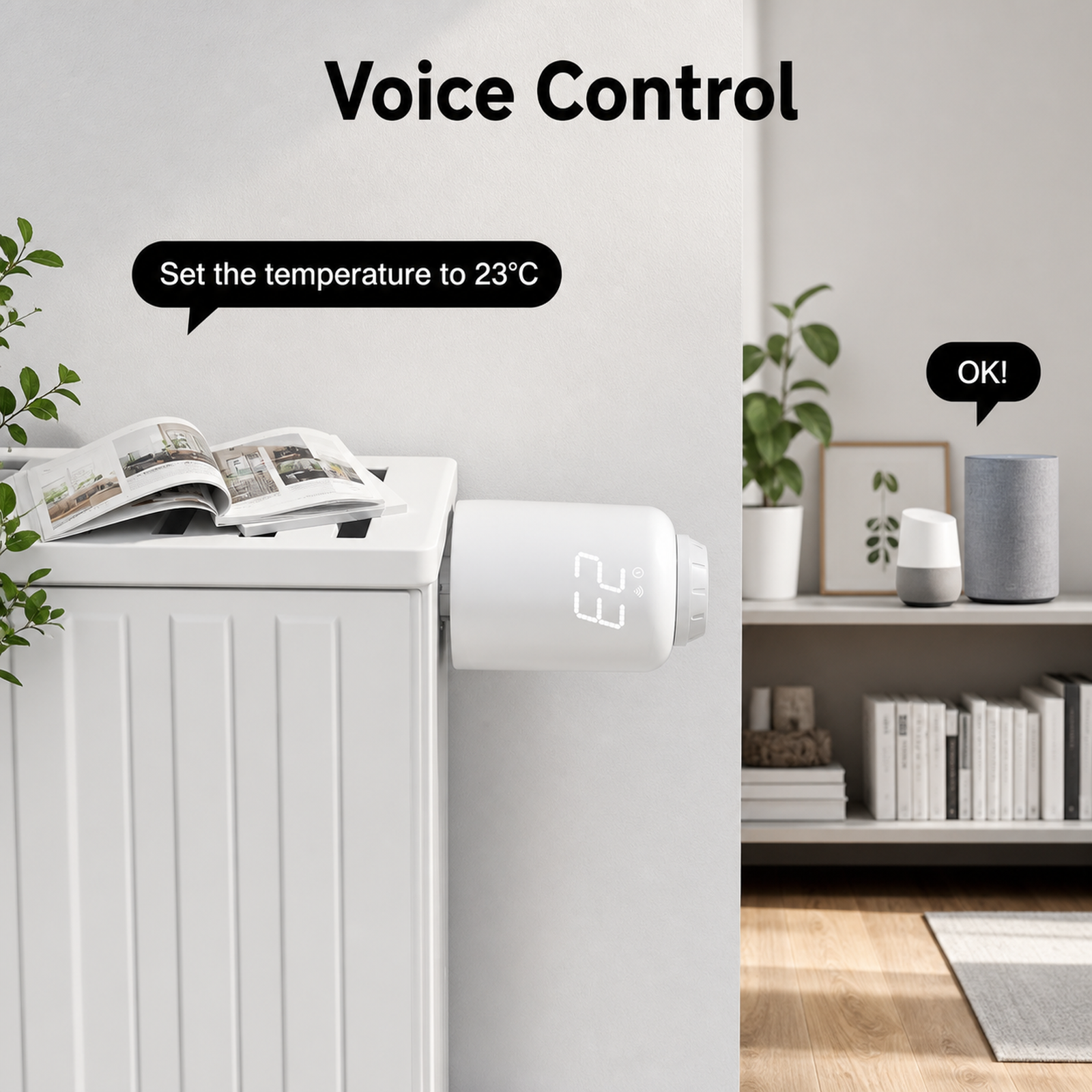 Smart thermostatic radiator valve voice control