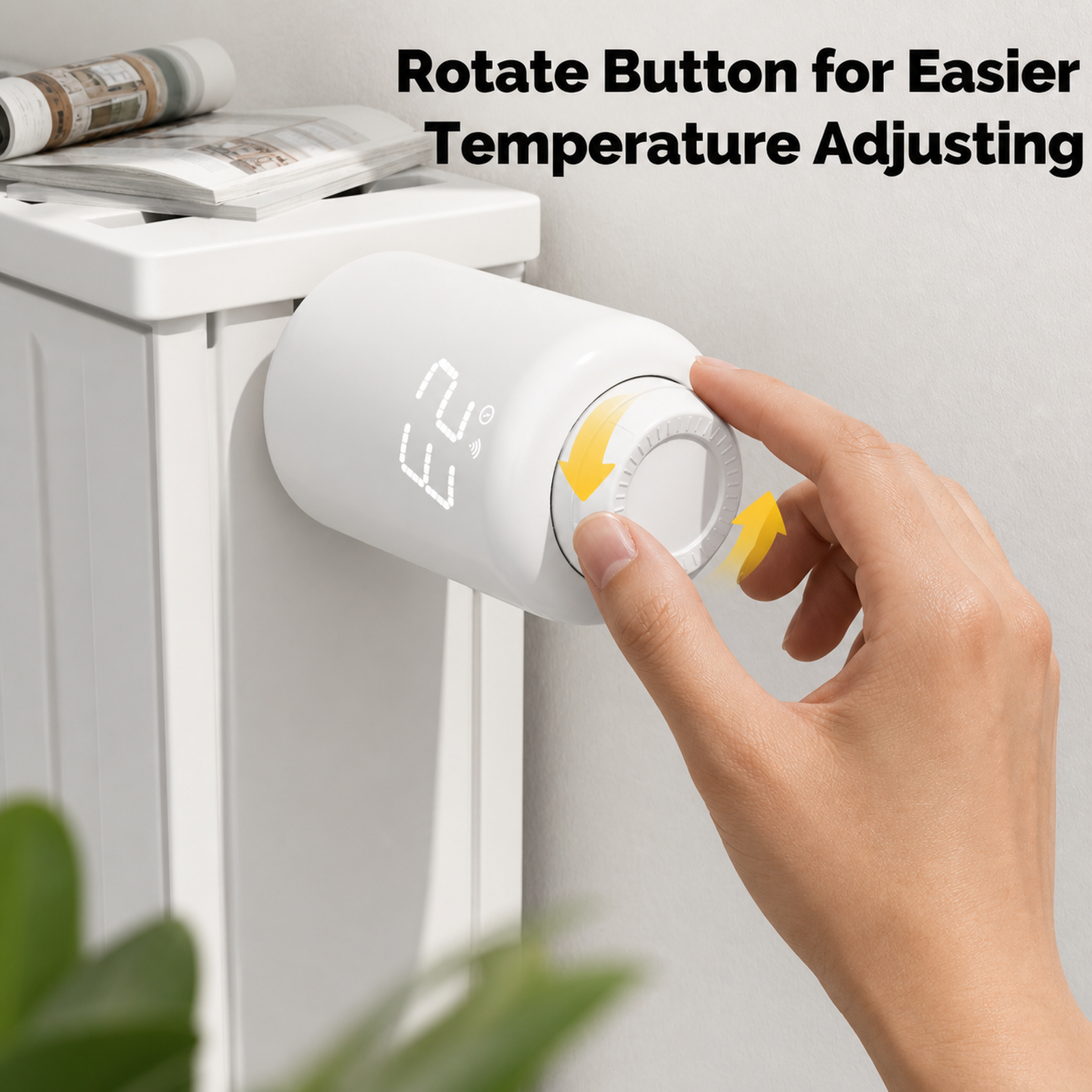 Smart thermostatic radiator valve rotary adjustment