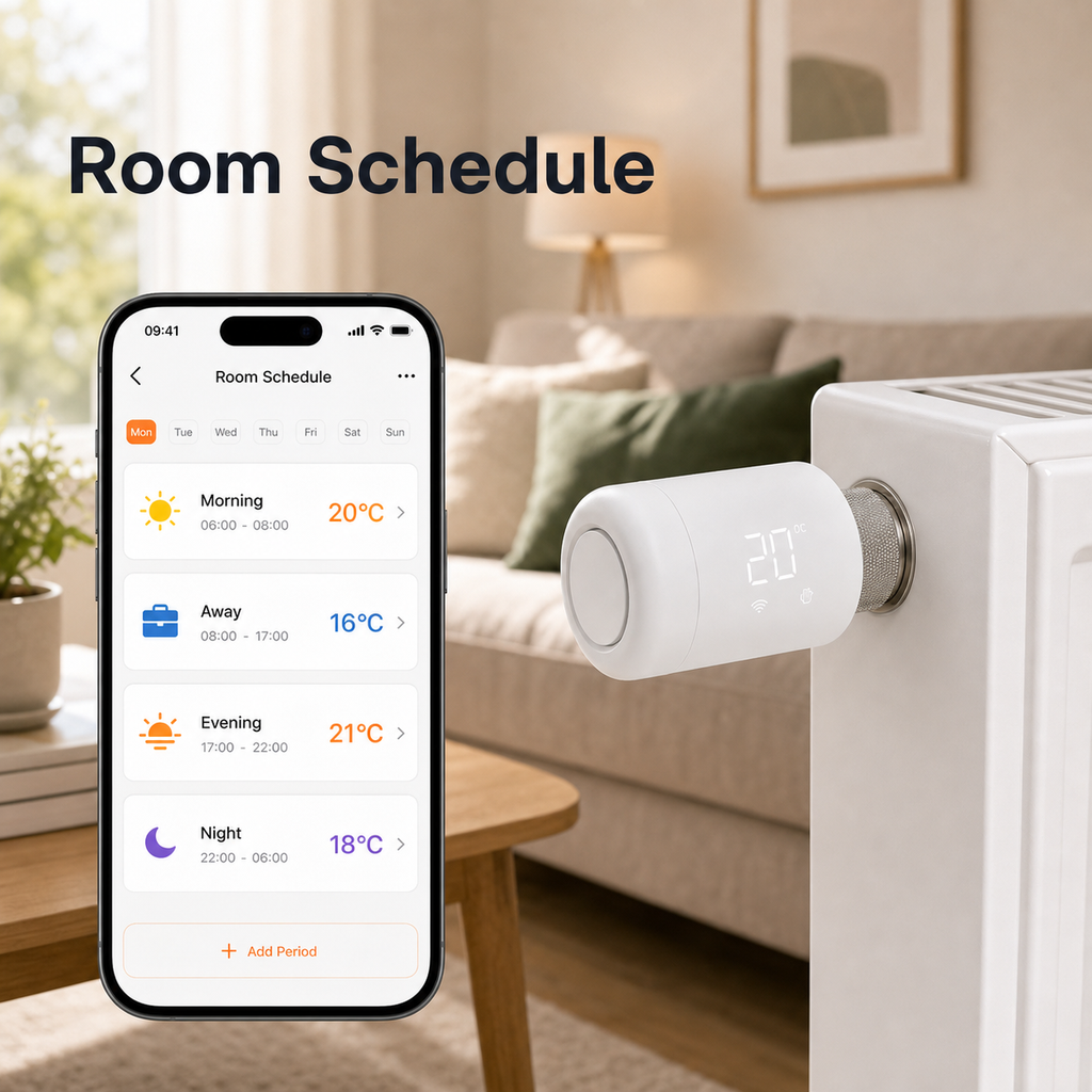 Room schedule on a generic mobile app for a ZigBee smart radiator valve