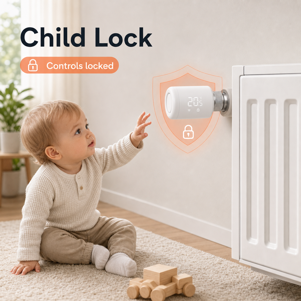 Child lock feature for a ZigBee smart thermostatic radiator valve