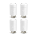 Lot de quatre vannes thermostatiques ZigBee NéoValve blanches sur fond blanc