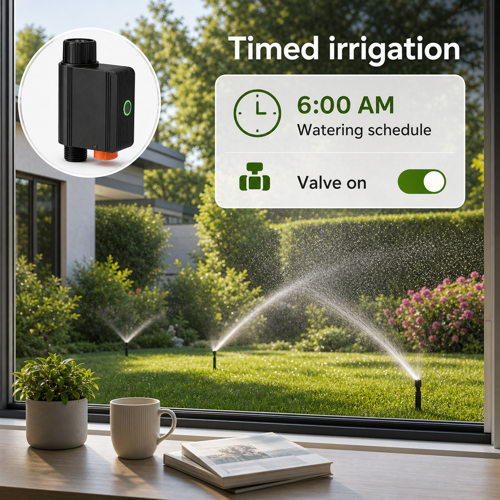 Automated morning irrigation schedule for smart water valve