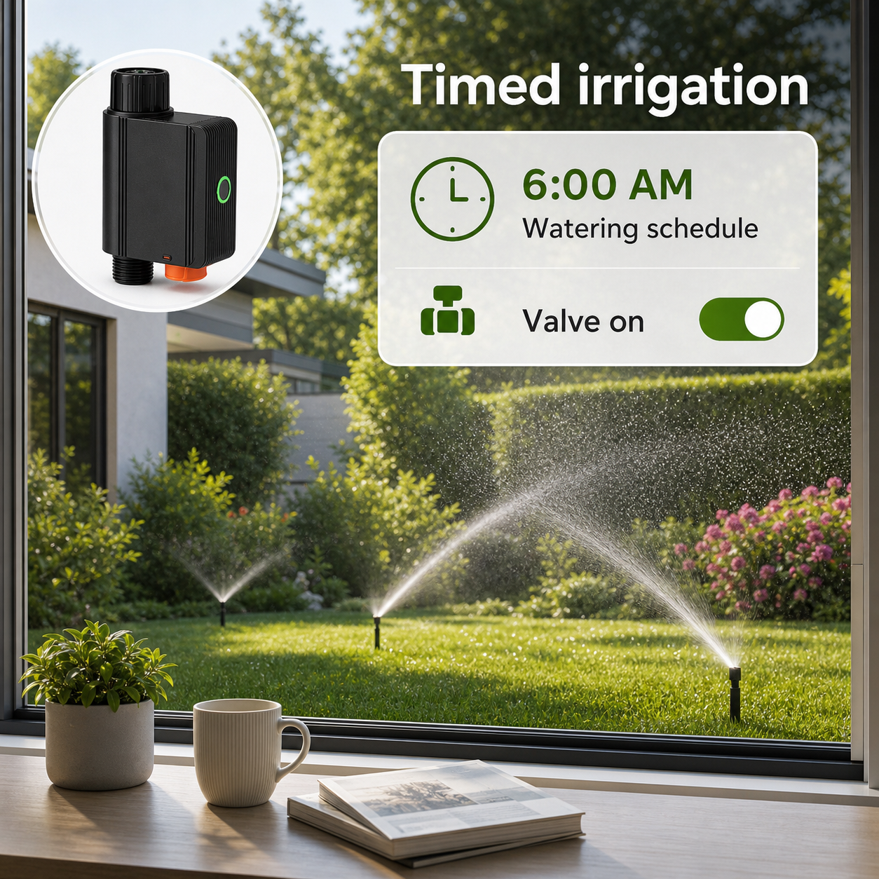 Automated morning irrigation schedule for smart water valve