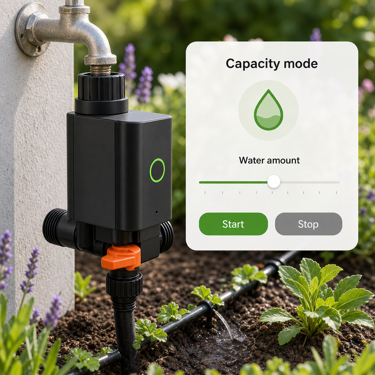 Capacity mode control for smart garden water valve