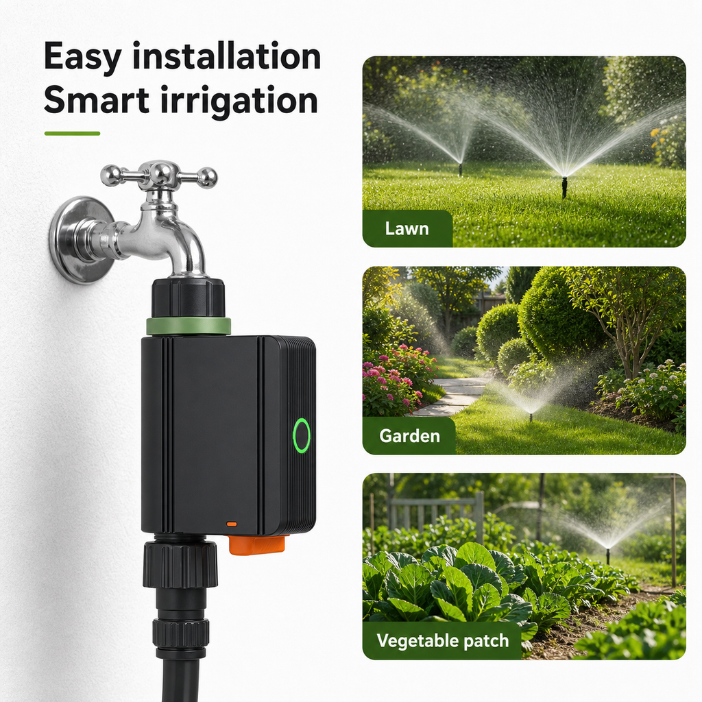 Easy installation of smart water valve for lawn garden and vegetable patch
