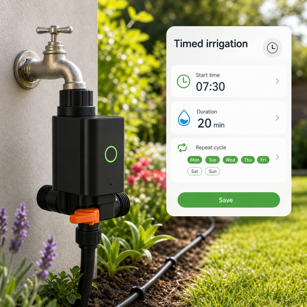 Timed irrigation schedule view for Zigbee smart water valve