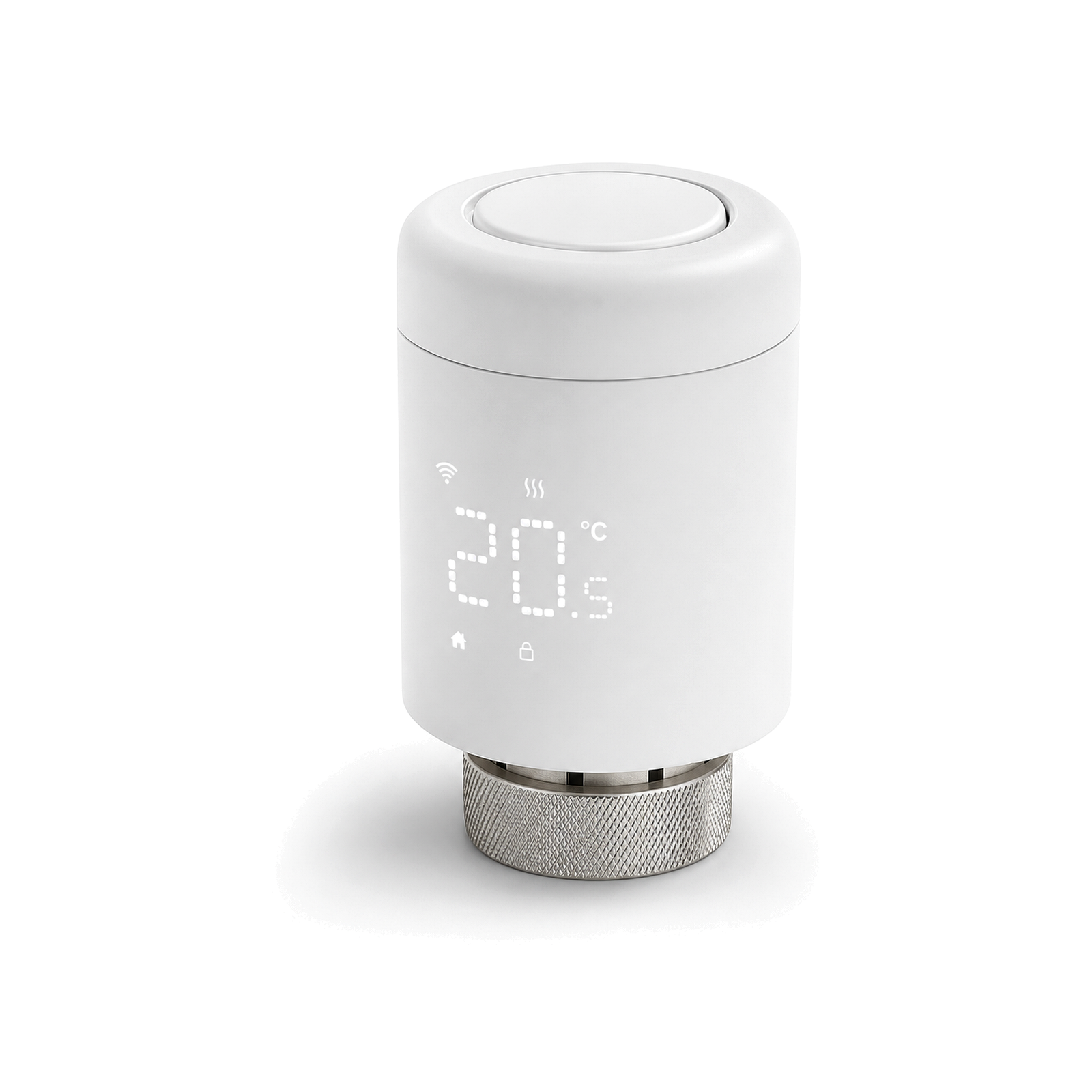 Vanne thermostatique Wi-Fi NéoValve Pack Essential vue en angle sur fond blanc