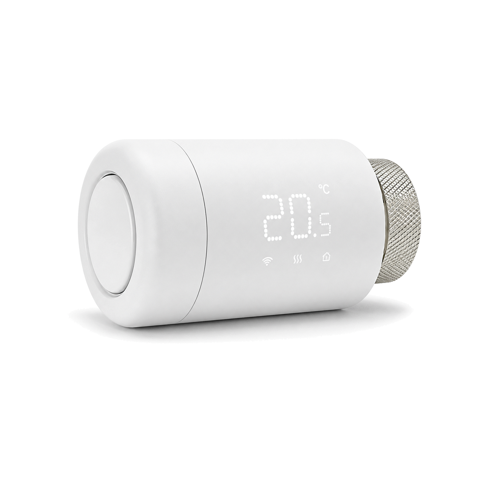 Vanne thermostatique Wi-Fi NéoValve Pack Essential vue de côté sur fond blanc