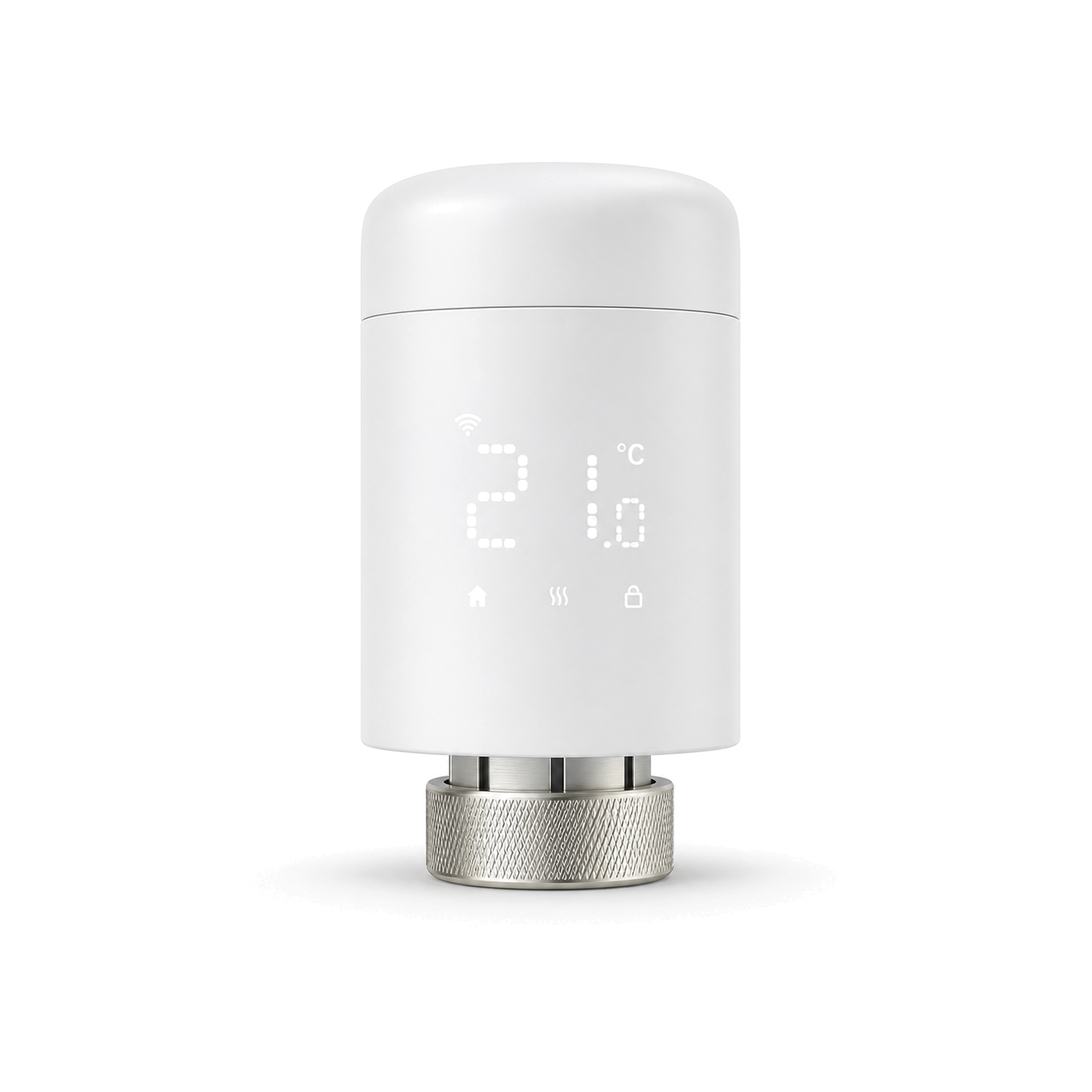 Vanne thermostatique Wi-Fi NéoValve Pack Essential vue de face sur fond blanc