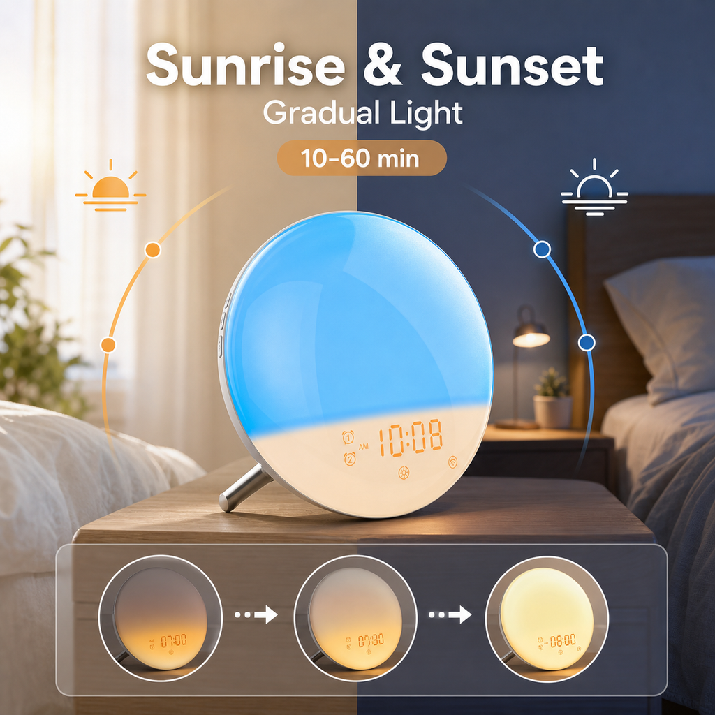 Sunrise and sunset simulation for WiFi wake-up light