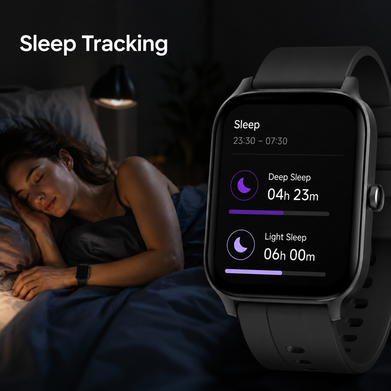Sleep tracking lifestyle image for sport smartwatch