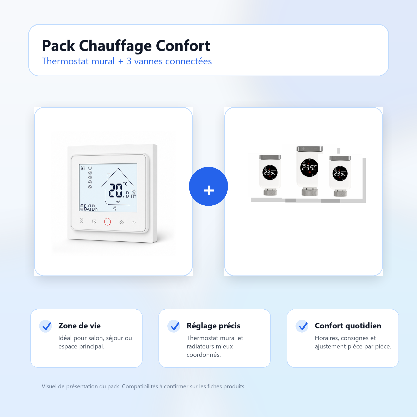 Pack Chauffage Confort NéoDom avec thermostat mural et trois vannes connectées