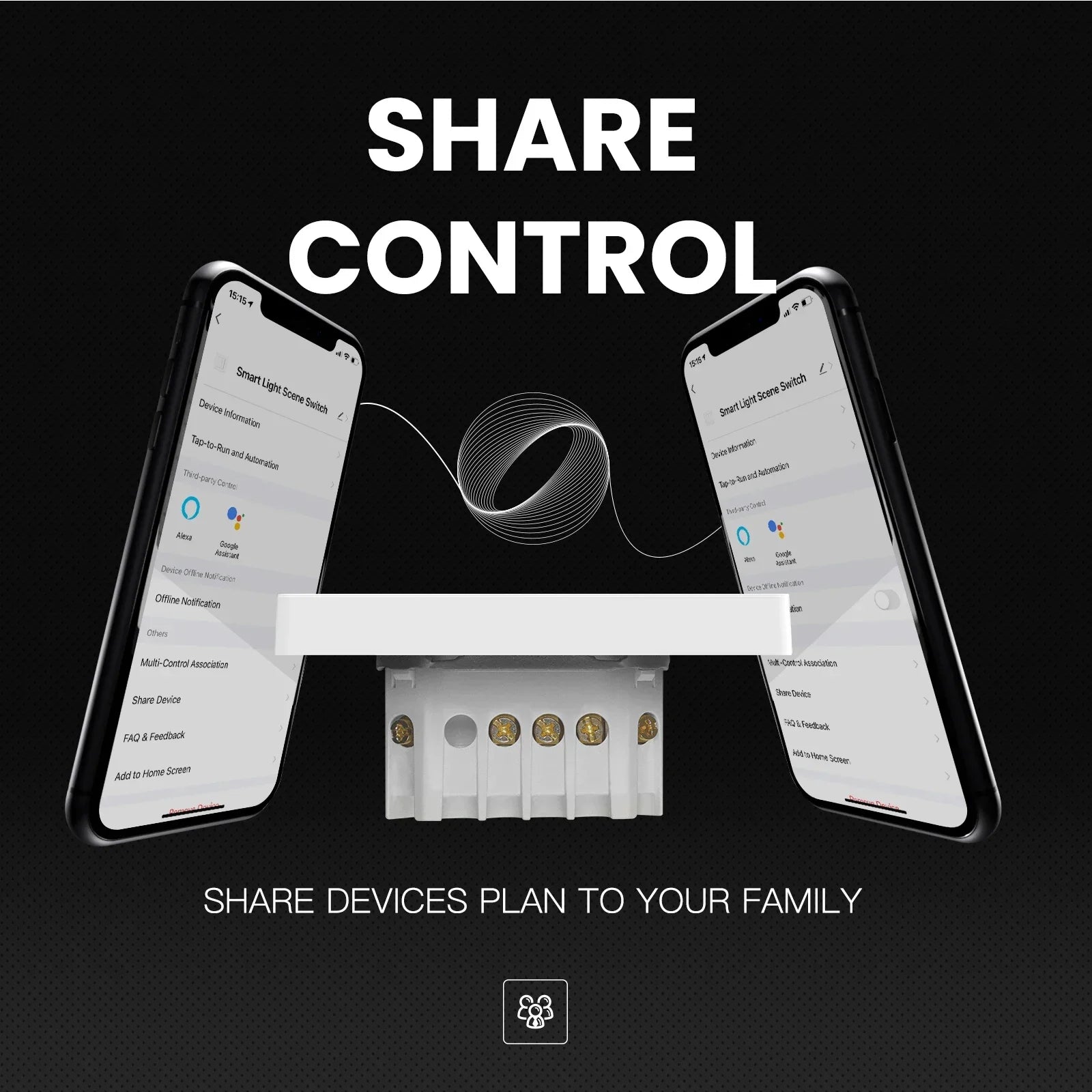 NéoTab Comfort avec partage du contrôle domotique entre plusieurs smartphones.