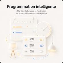 NéoMulti Dimmer avec programmation intelligente pour planifier allumage et extinction des lumières.