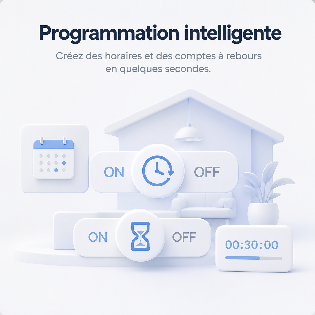 NéoRelay Switch Comfort avec programmation intelligente des scénarios et comptes à rebours.