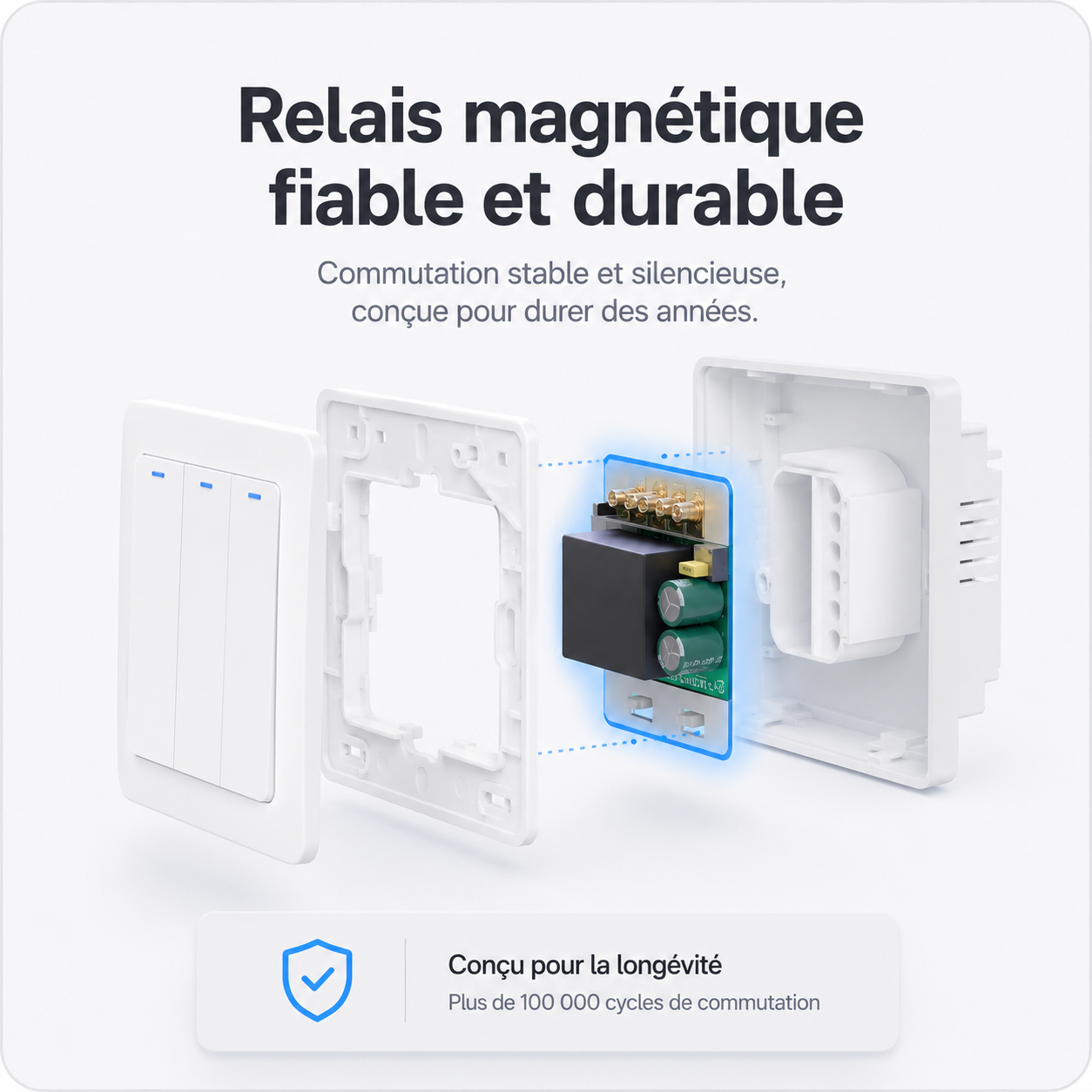 NéoRelay Switch Comfort avec relais magnétique fiable et structure interne renforcée.