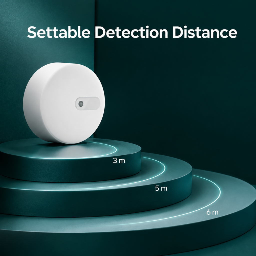 Settable detection distance visual for radar presence sensor