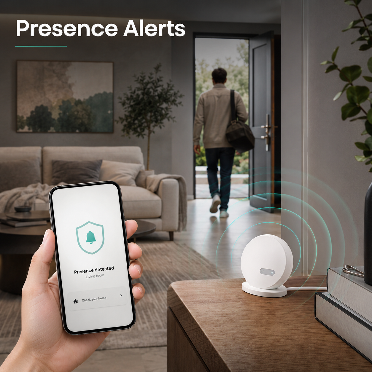 Presence alert smart home security visual for radar sensor