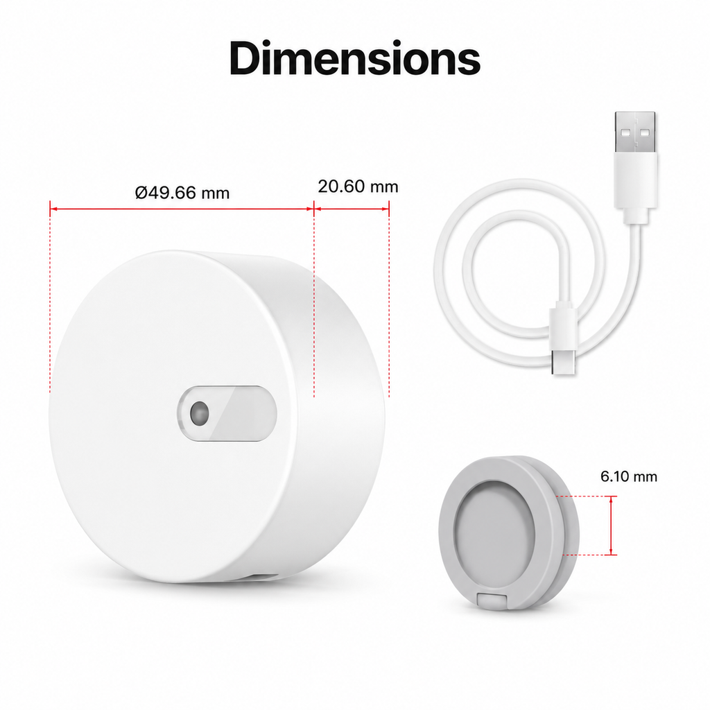 Dimensions diagram with cable and mount for presence sensor