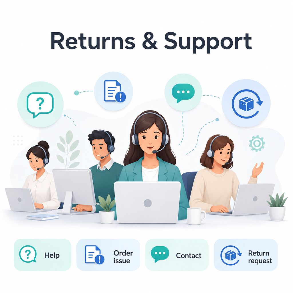 Clean returns and support visual for product page