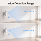 Wide detection range diagram for smart presence radar sensor showing motion and presence zones