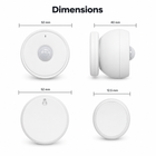Dimension diagram for compact Zigbee PIR motion sensor