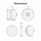 Size measurements for white PIR motion sensor and magnetic base