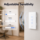 Adjustable sensitivity controls for wall presence radar switch