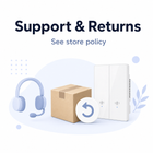 Support and returns information card for wall presence switch product page