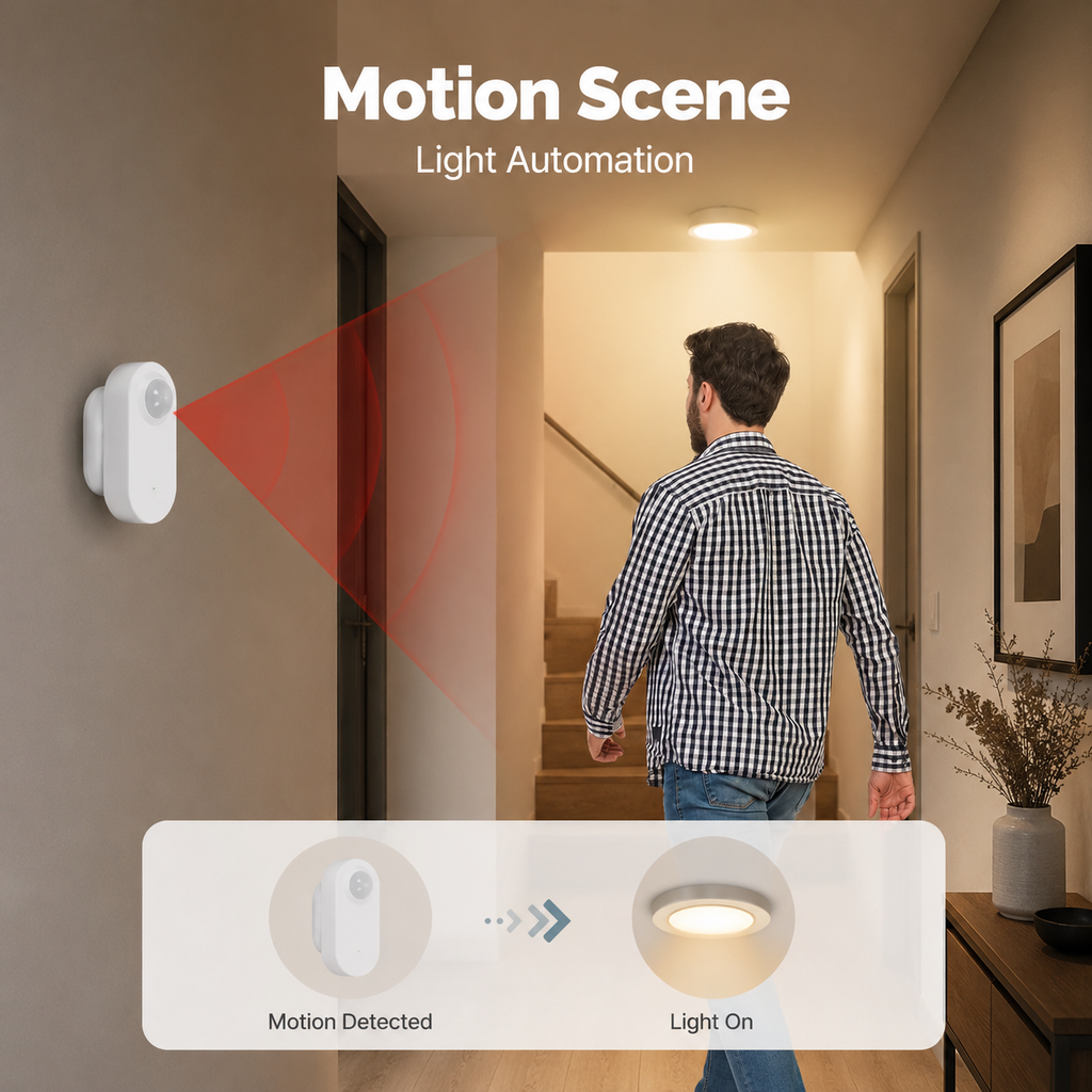 Light automation scene triggered by PIR motion detection
