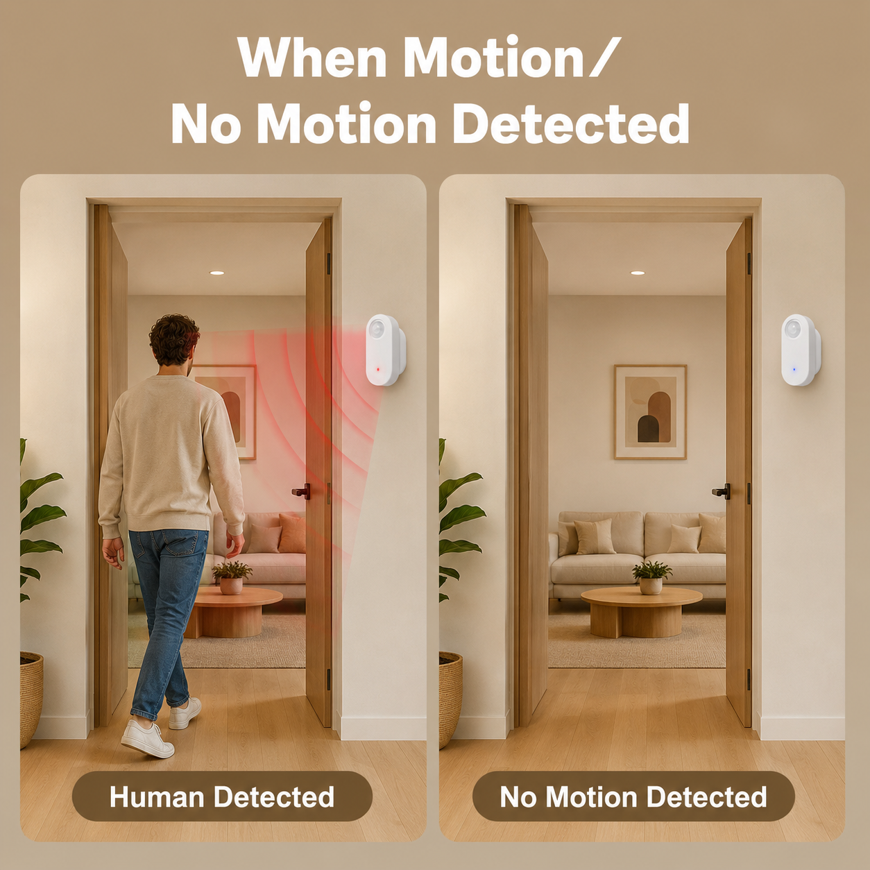 Human detected and no motion detected comparison for PIR sensor