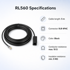 RL560 specifications with 5 m RJ9 4P4C extension cable
