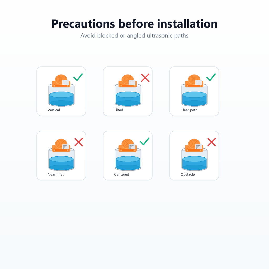 Installation precautions for ultrasonic liquid level sensor