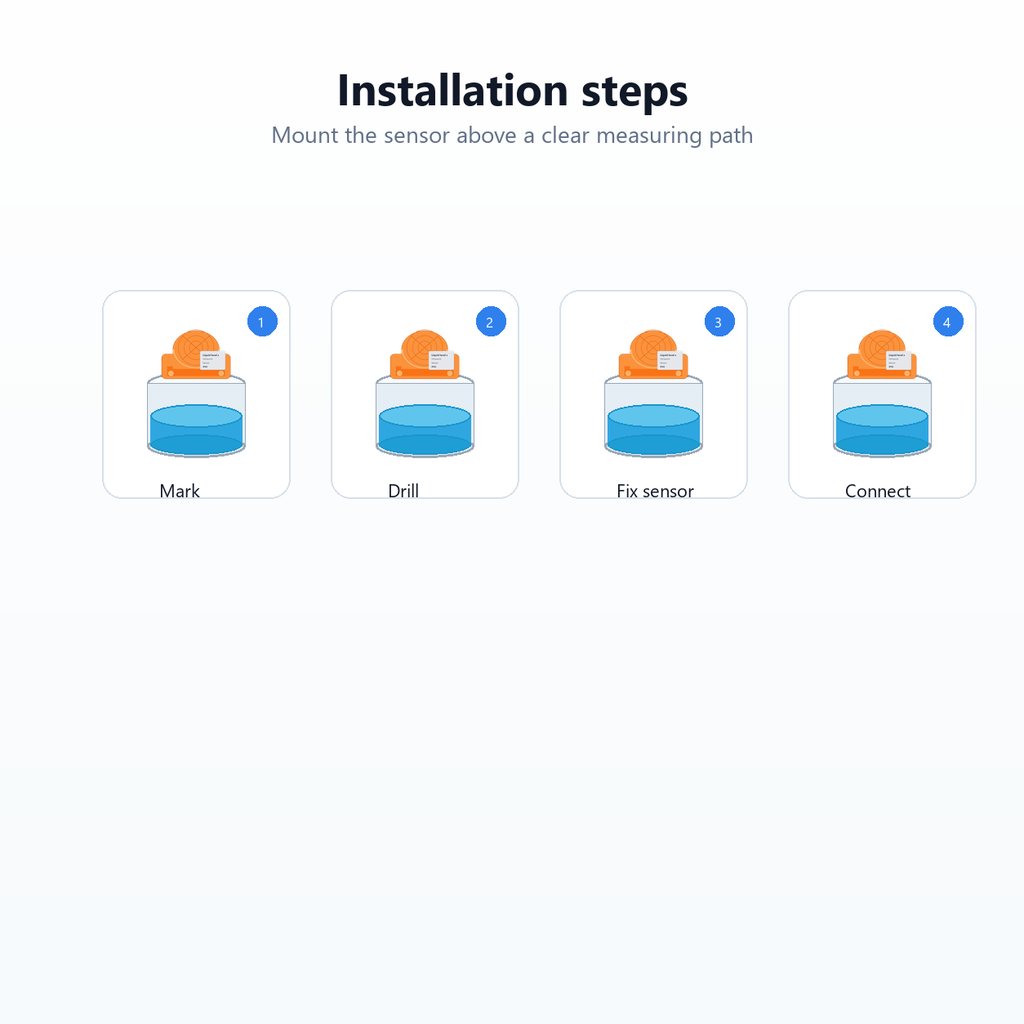 Installation steps for ultrasonic tank level sensor