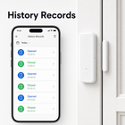 History records screen for WiFi door window sensor events