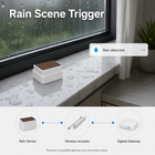 Rain scene trigger setup with sensor, actuator and gateway