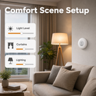 Comfort scene setup with light level sensor and compatible gateway