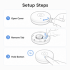 Setup steps for compact ZigBee water leak sensor