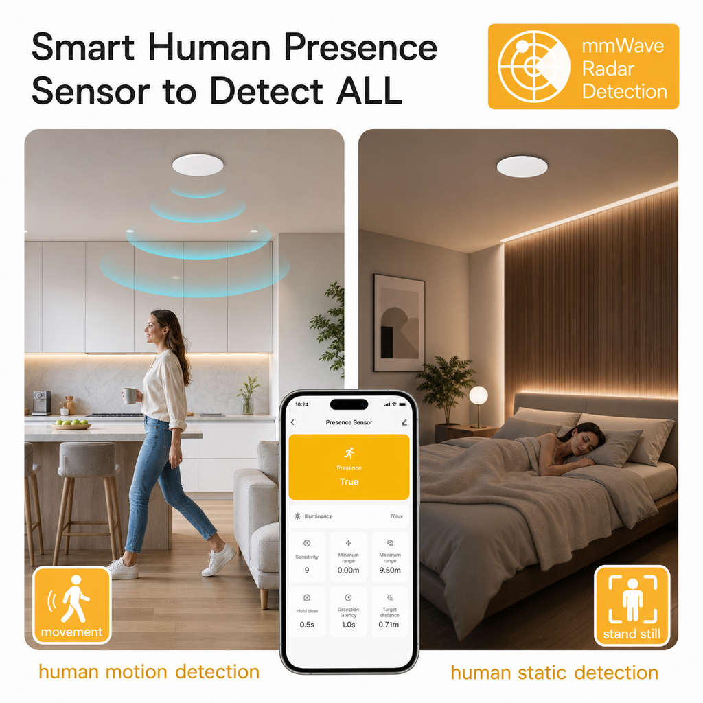 NéoSense Presence Comfort smart human presence detection infographic