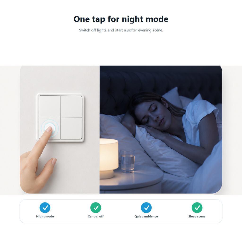 Night mode scene control graphic for NeoScene 4 Comfort