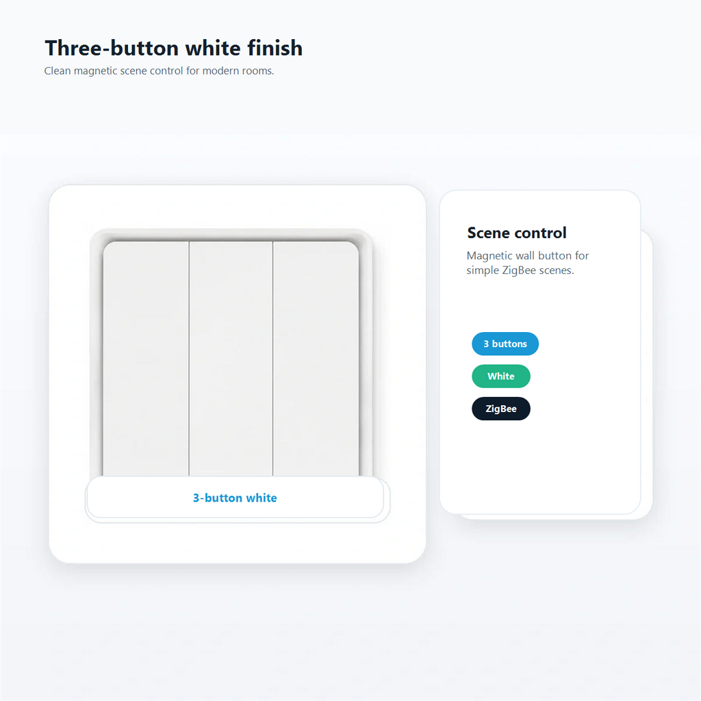 White three-gang NeoScene 4 Comfort product card