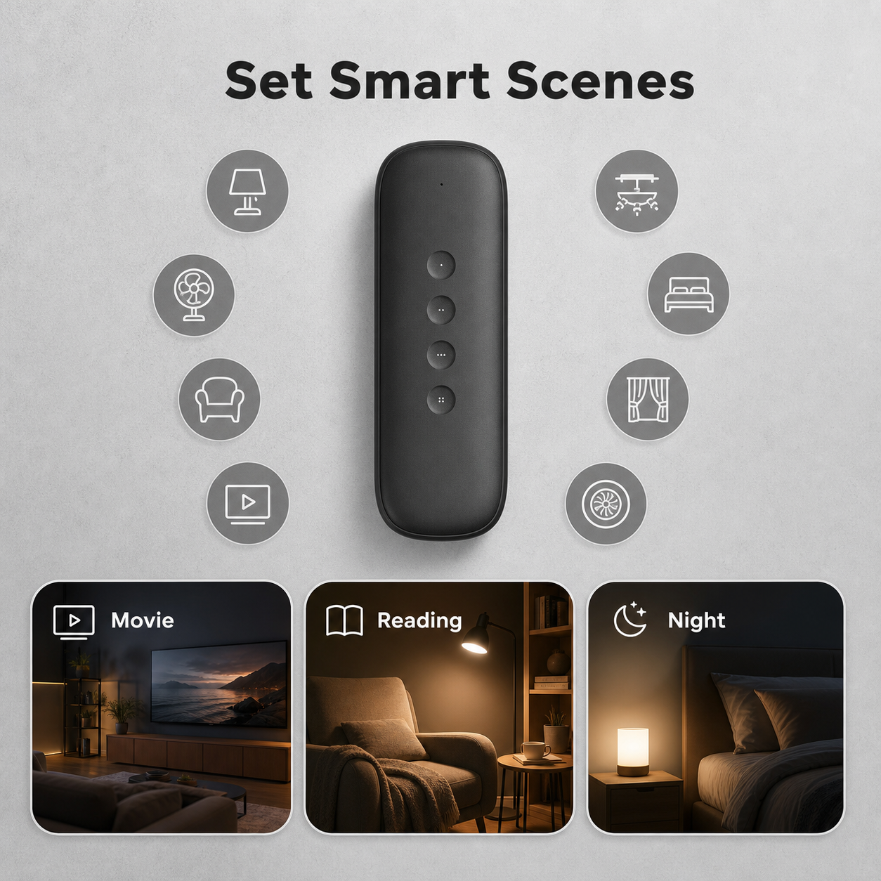 Smart scene modes controlled by a 4-button ZigBee scene remote