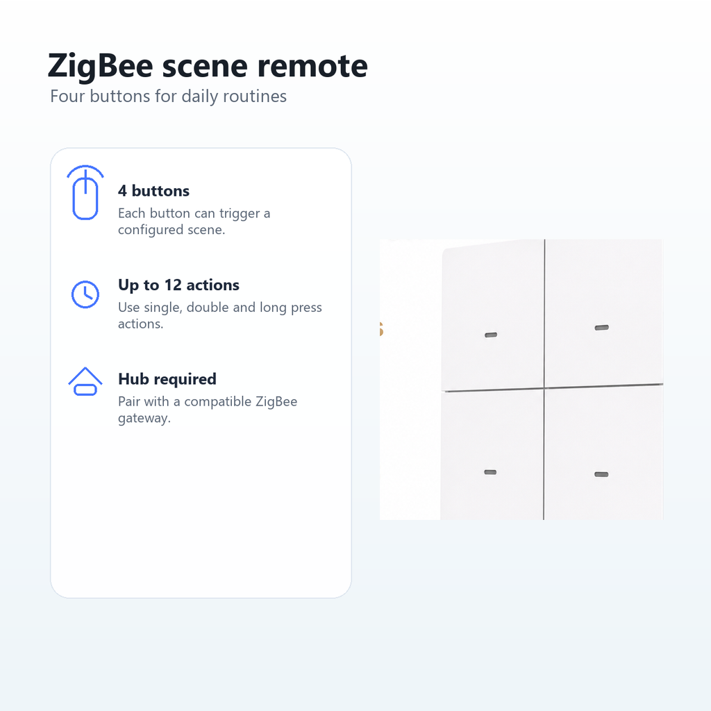 Feature image of NéoScene 4 Pro Comfort ZigBee scene remote with four buttons