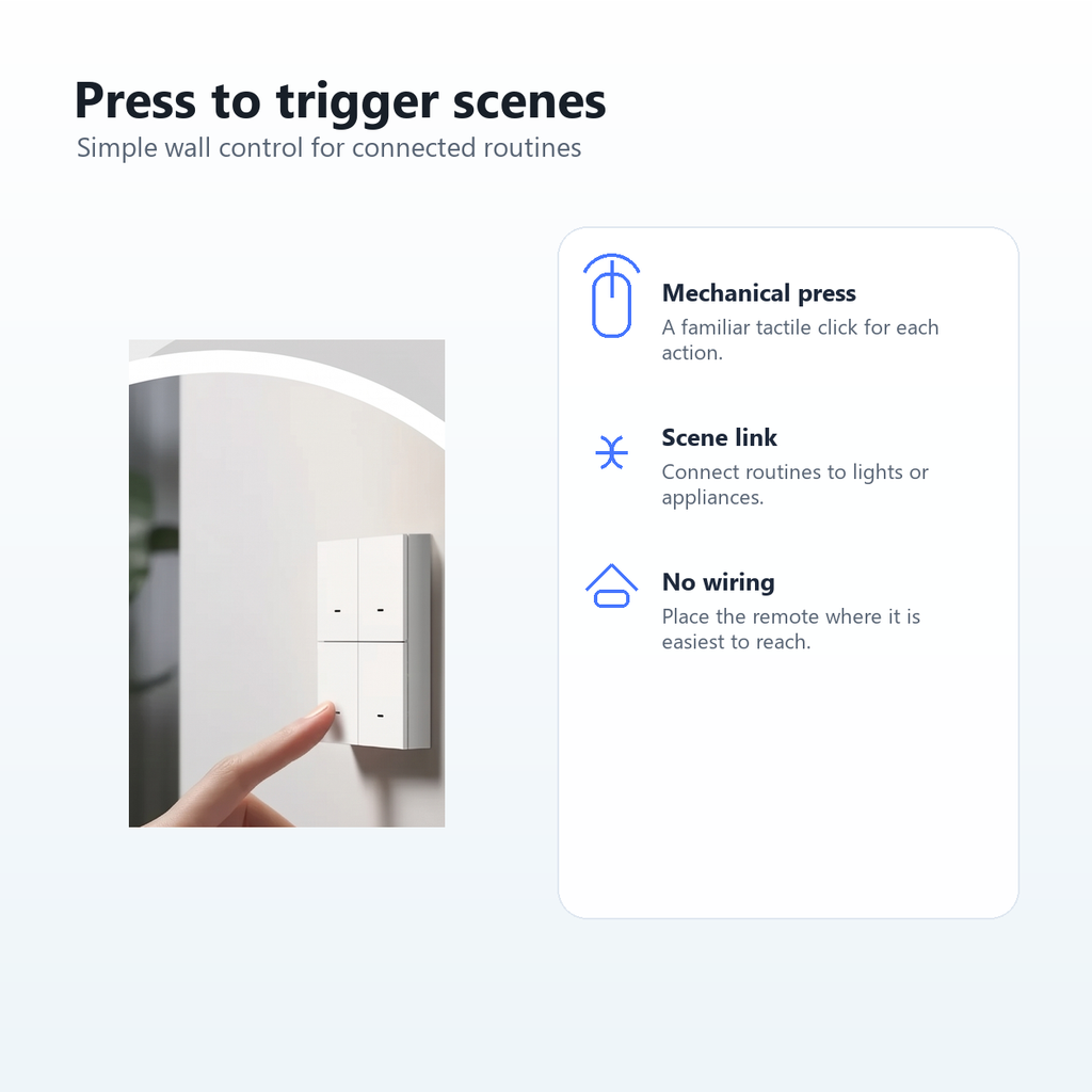 Press control feature image for NéoScene 4 Pro Comfort wall scene remote